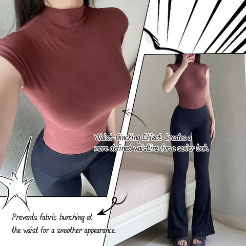 Women's Mock Turtle Neck Body Suits Short Sleeve Bodysuit Basic T shirts Leotard Clothing